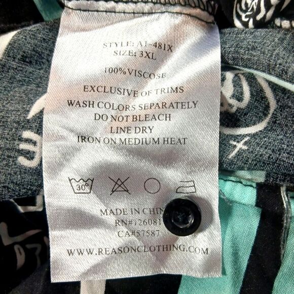 Reason Brand Trap Star Striped Hawaiian  Casual Button Down Shirt 3X RUNS SMALL - Picture 4 of 9